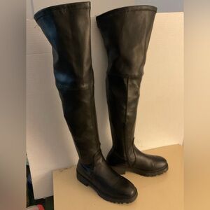Charlotte Russe Black Over-the-Knee vegan Leather Boots size 6
